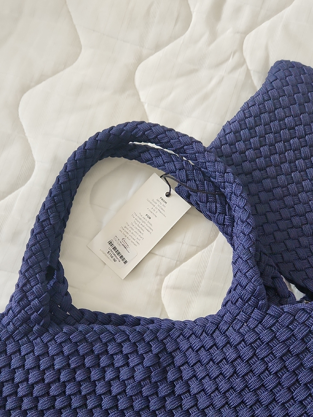 Navy Woven Tote Bag with Wristlet - Women Brand New - Picture 9 of 9